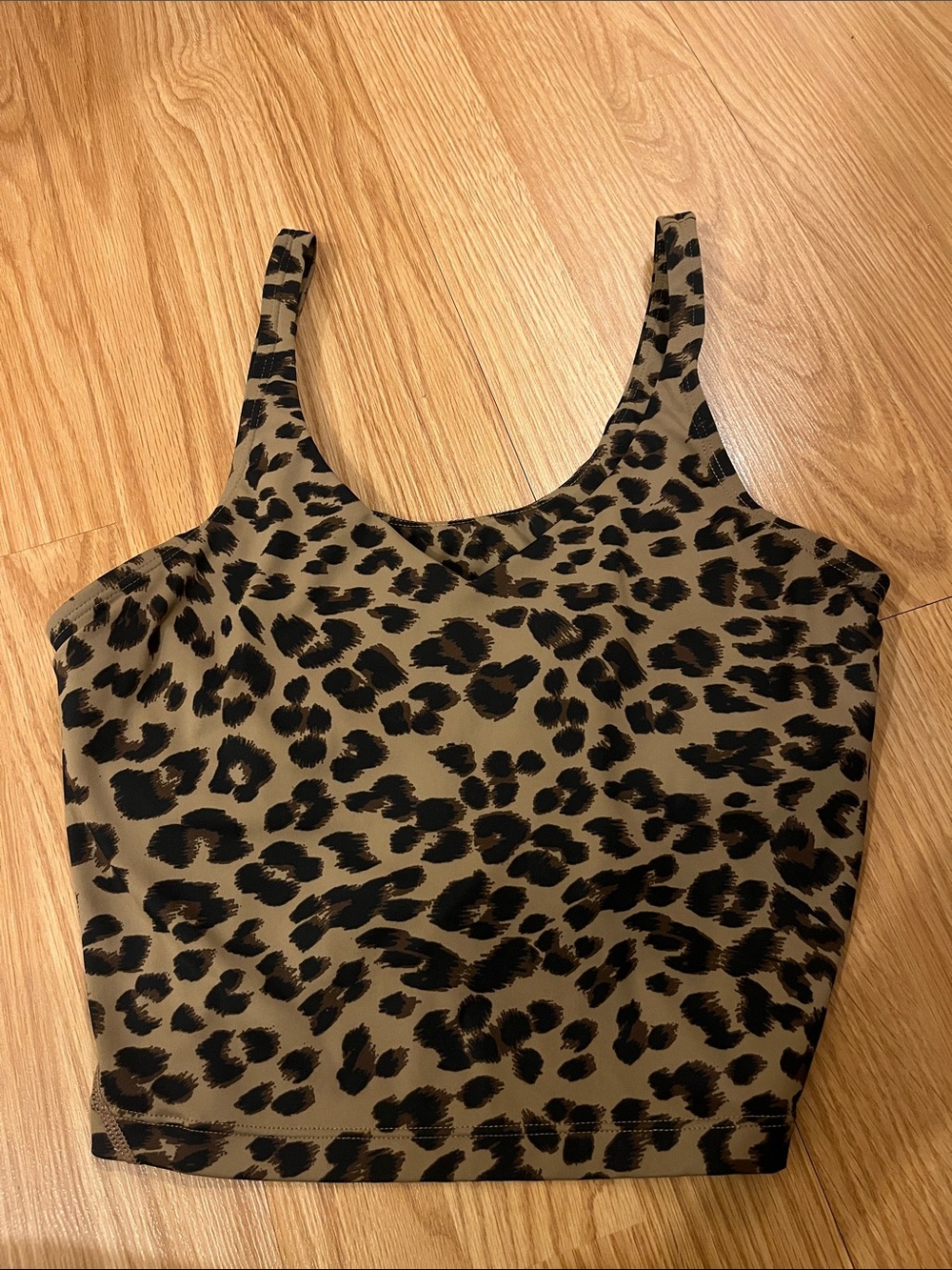 Leopard Print Tank Crop Top - Brown/Black